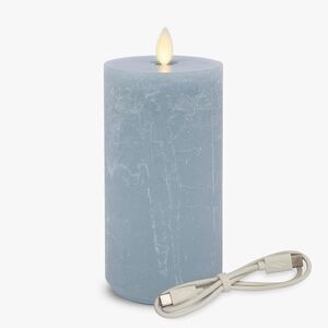 Luminara Flameless Battery Powered Indoor Round LED Candle, 3"x6.5", Silver Blue